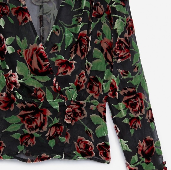 Kooples Velvet top with Neon Rose Motif - Picture 5 of 7